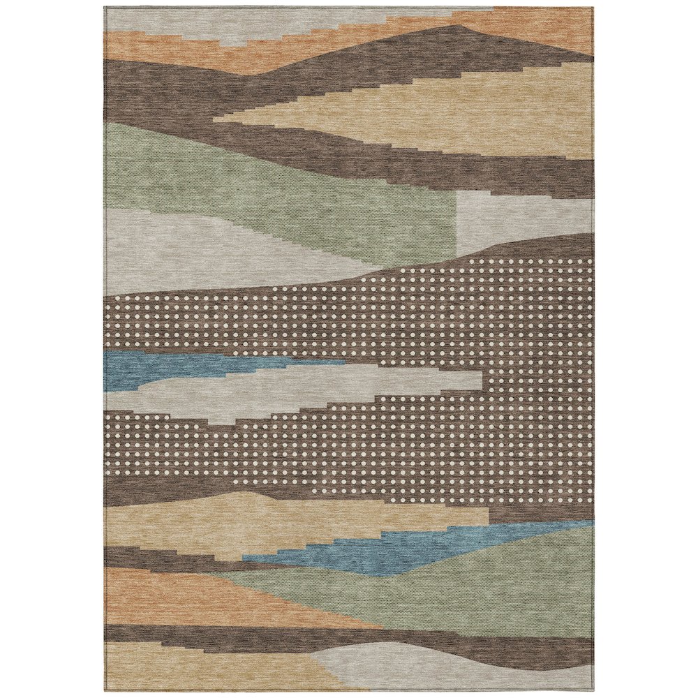 Machine Washable Indoor/Outdoor Chantille ACN2761 Brown 10' x 14' Rug. Picture 1
