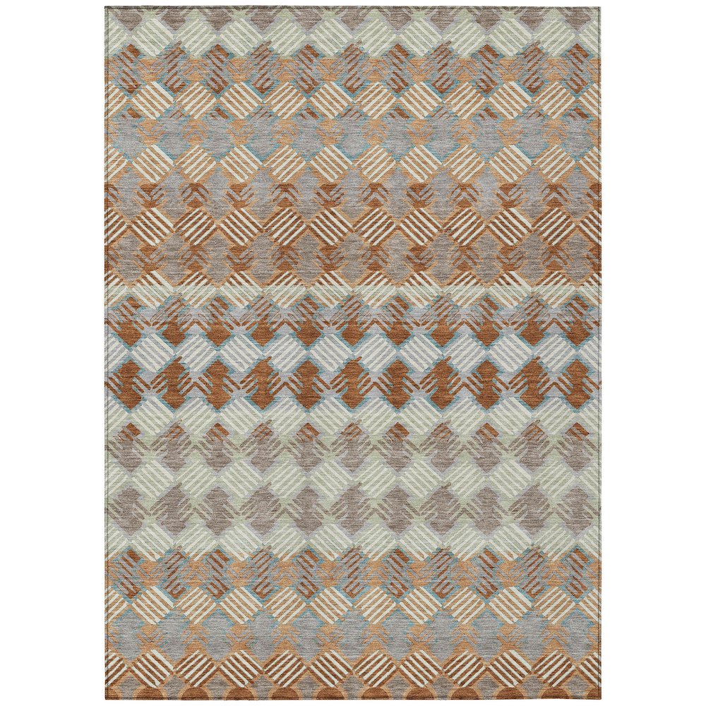Machine Washable Indoor/Outdoor Chantille ACN2773 Orange 10' x 14' Rug. Picture 1