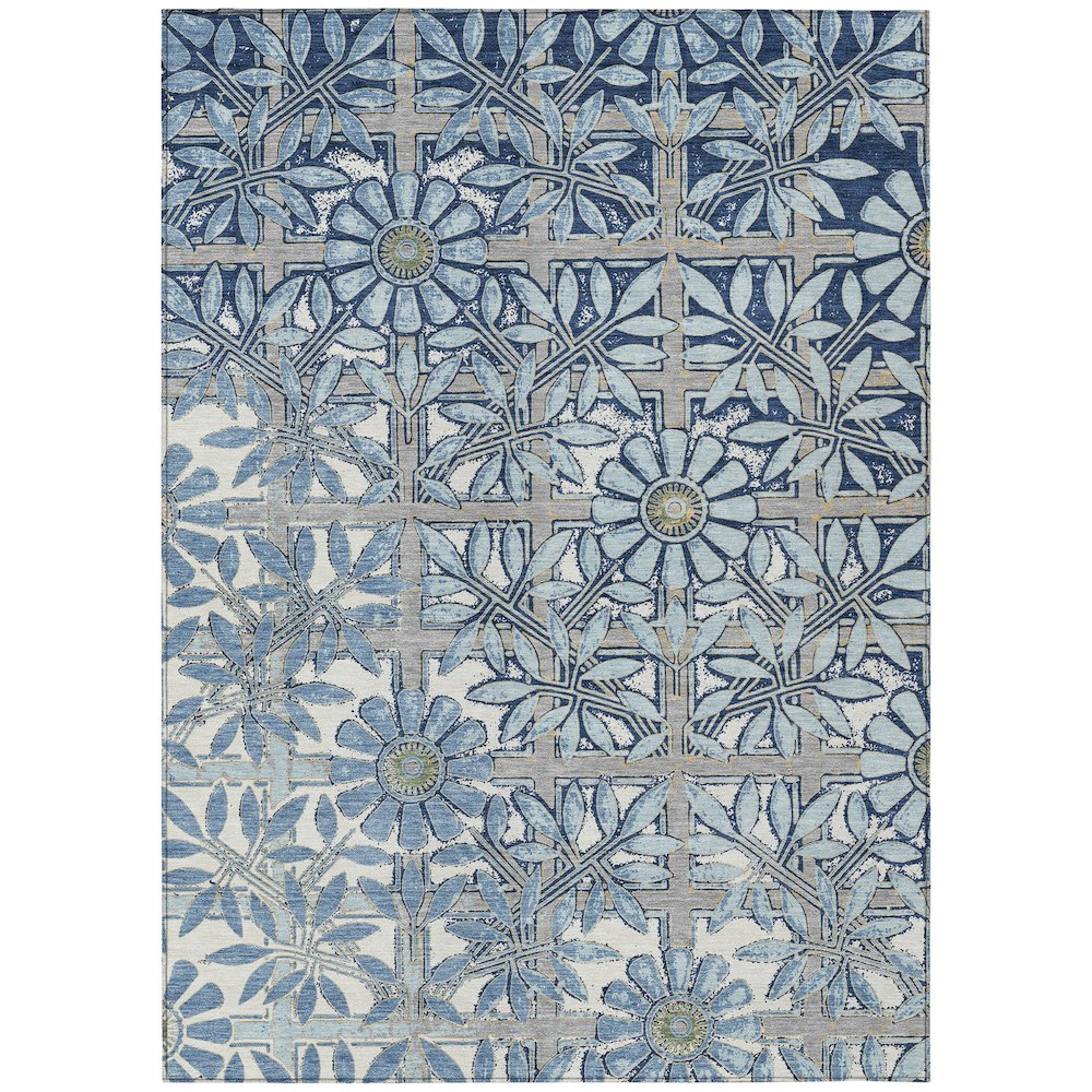 Machine Washable Indoor/Outdoor Chantille ACN2775 Blue 10' x 14' Rug. Picture 1