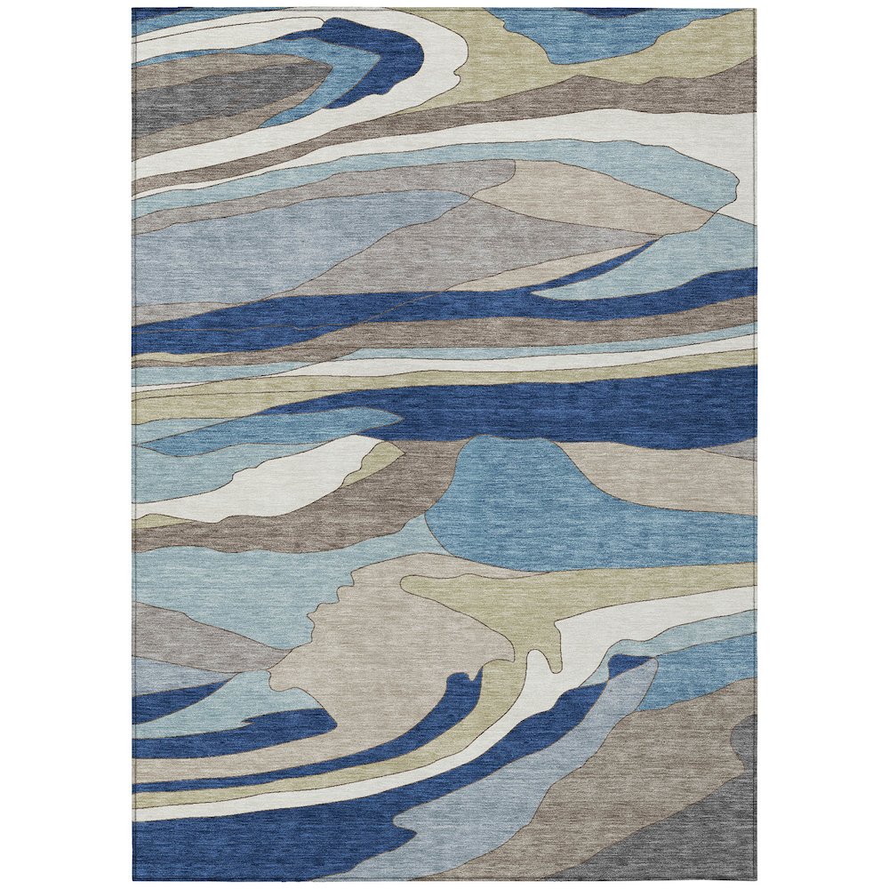 Machine Washable Indoor/Outdoor Chantille ACN2777 Blue 10' x 14' Rug. Picture 1