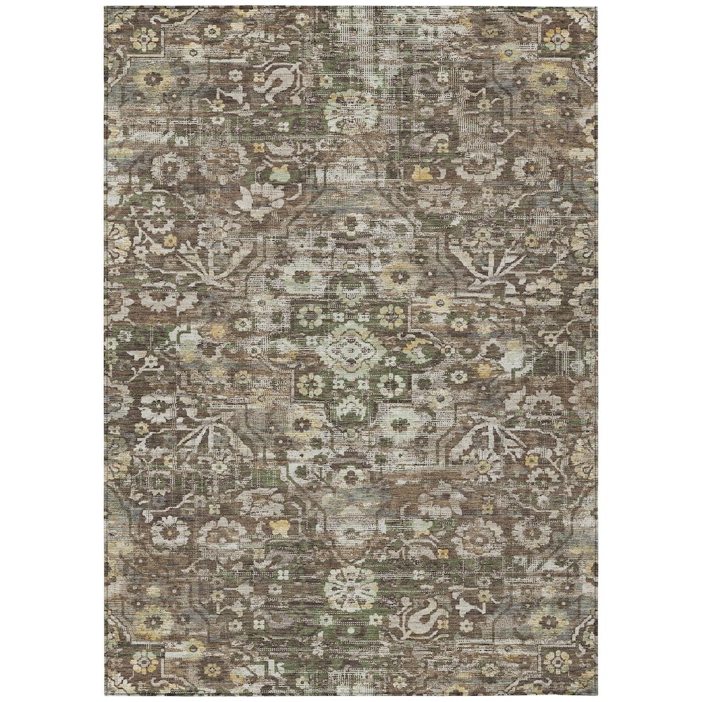 Machine Washable Indoor/Outdoor Chantille ACN2782 Brown 10' x 14' Rug. Picture 1