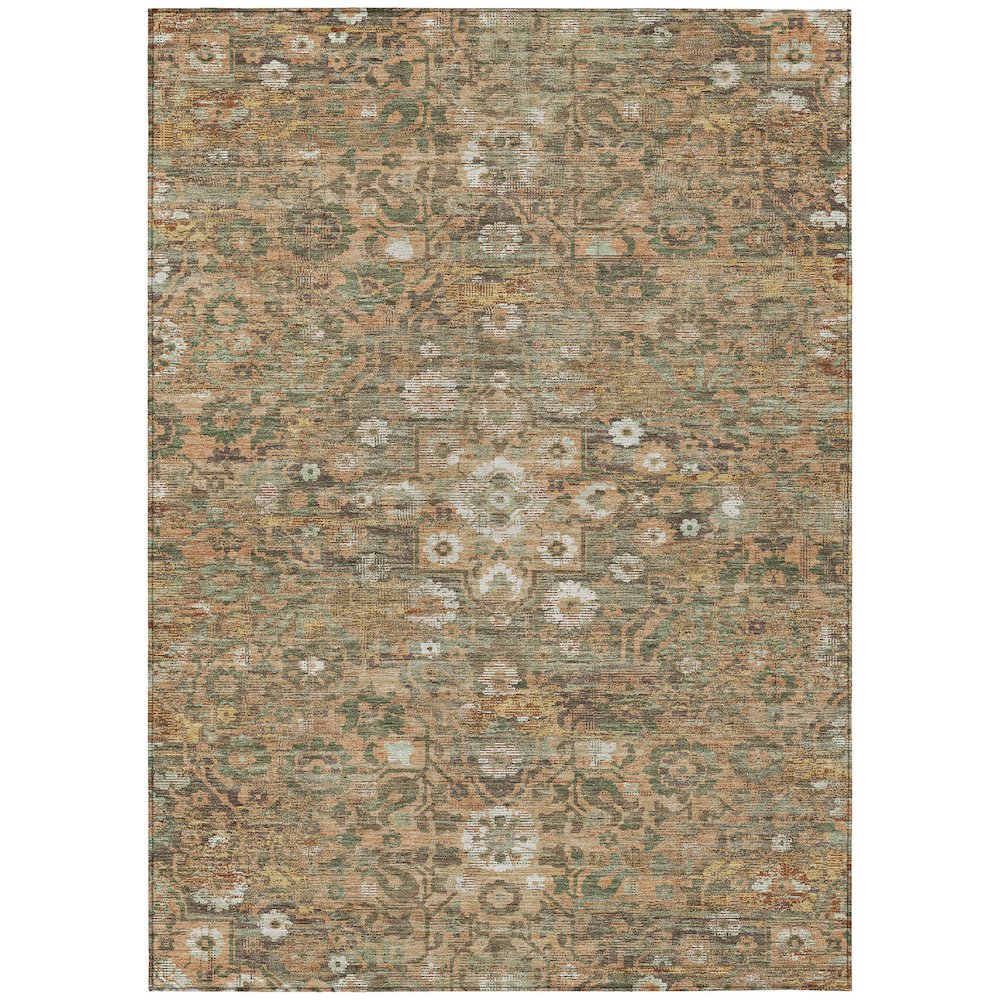 Machine Washable Indoor/Outdoor Chantille ACN2782 Orange 10' x 14' Rug. Picture 1