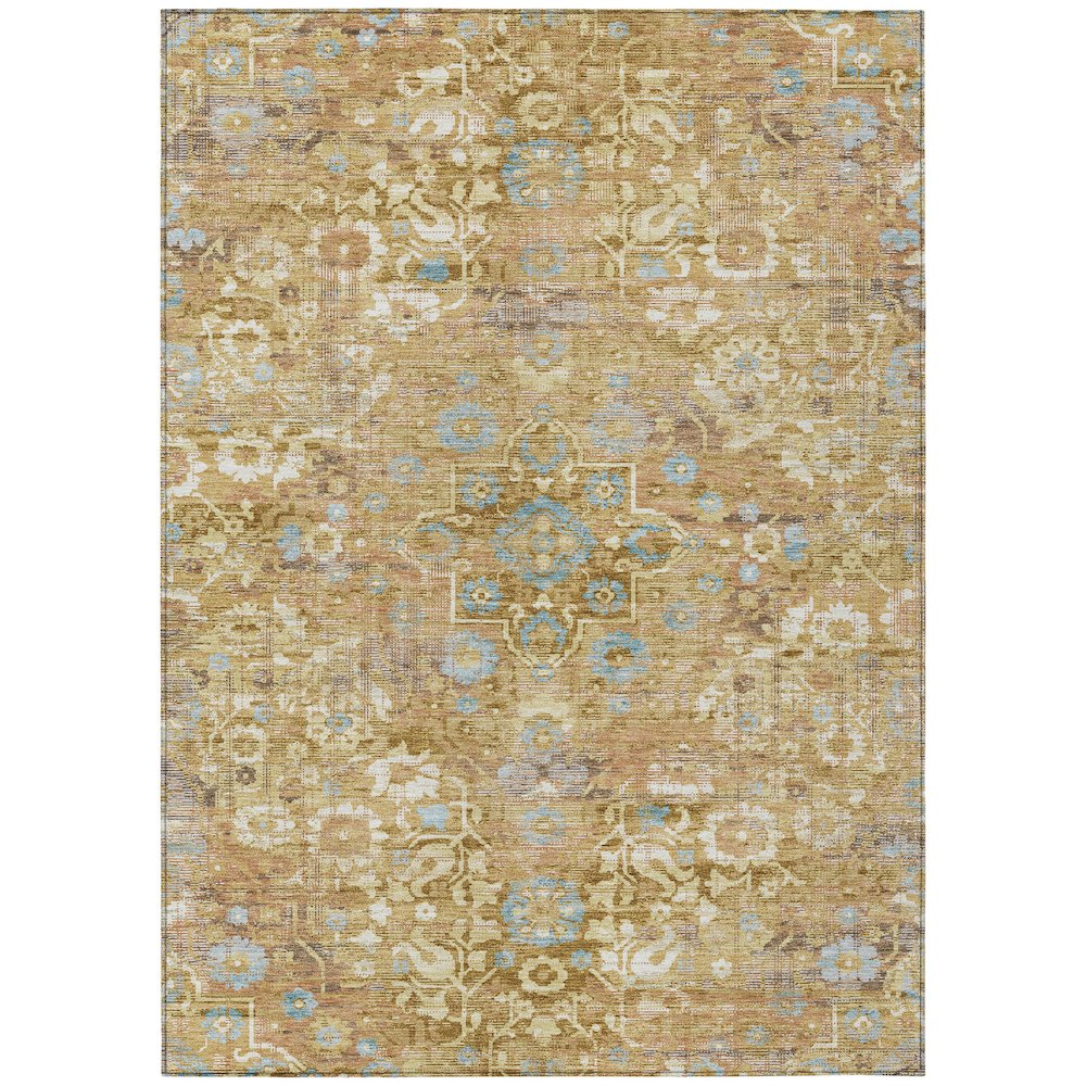 Machine Washable Indoor/Outdoor Chantille ACN2782 Gold 10' x 14' Rug. Picture 1