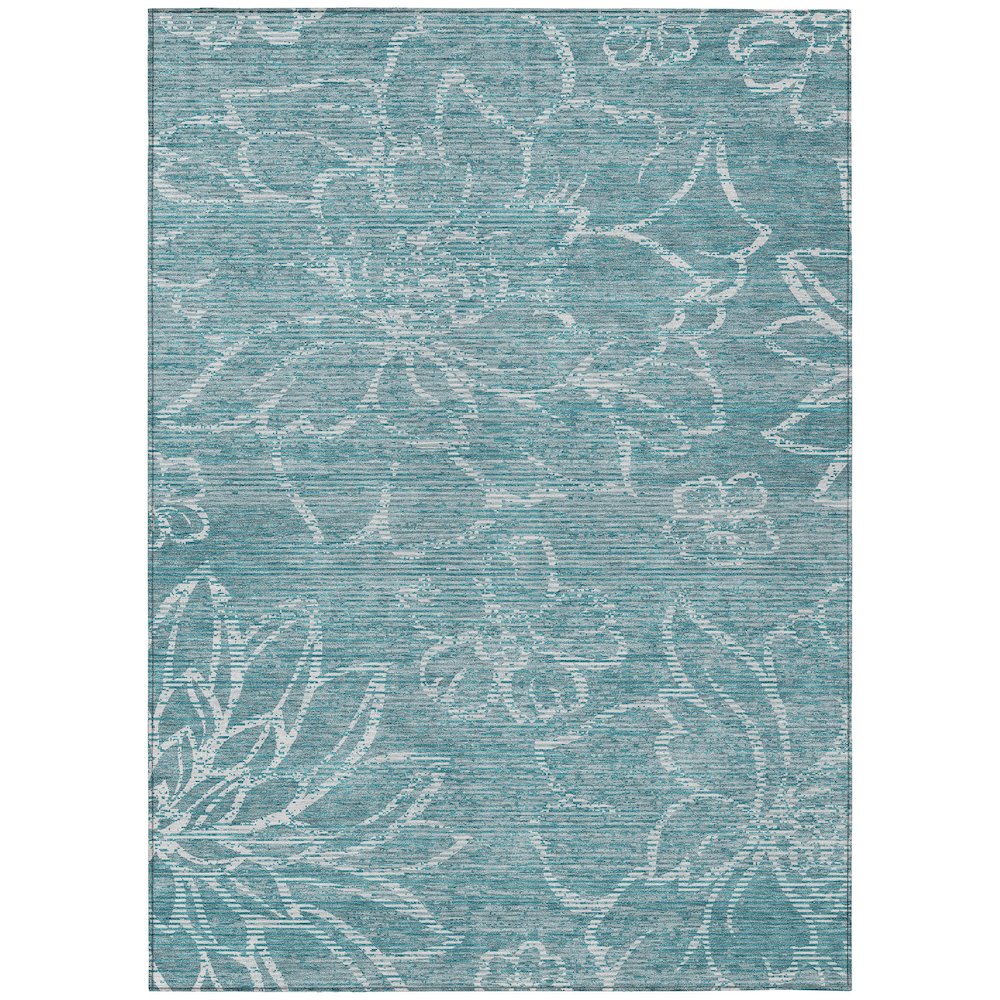 Machine Washable Indoor/Outdoor Chantille ACN2789 Teal 10' x 14' Rug. Picture 1