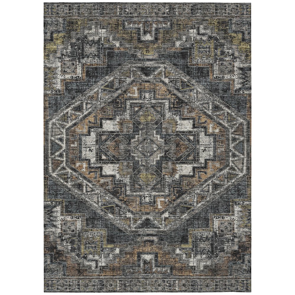 Machine Washable Indoor/Outdoor Chantille ACN2794 Black 10' x 14' Rug. Picture 1