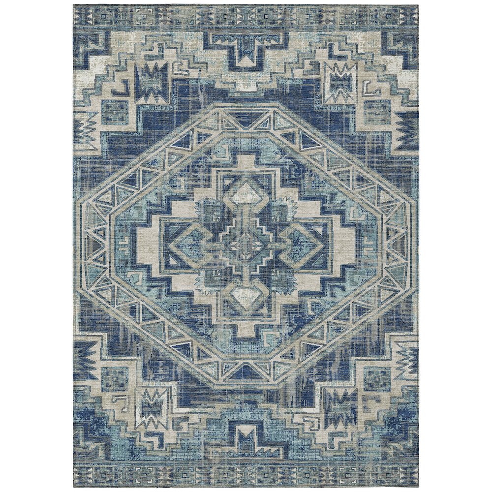 Machine Washable Indoor/Outdoor Chantille ACN2794 Blue 10' x 14' Rug. Picture 1