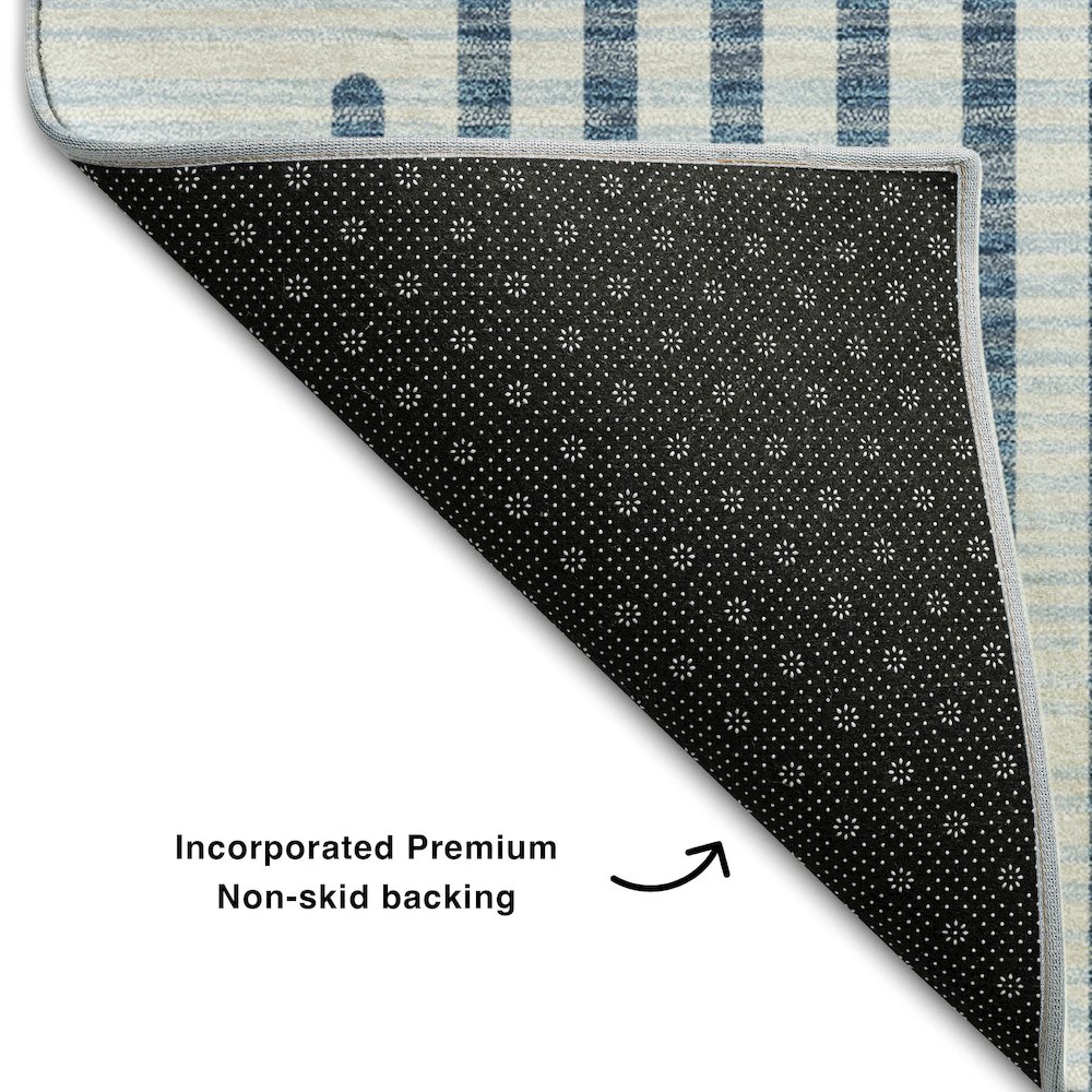 Premium Machine Washable Mayfield AMF1001 Blue 5' x 7'6" Rug. Picture 2
