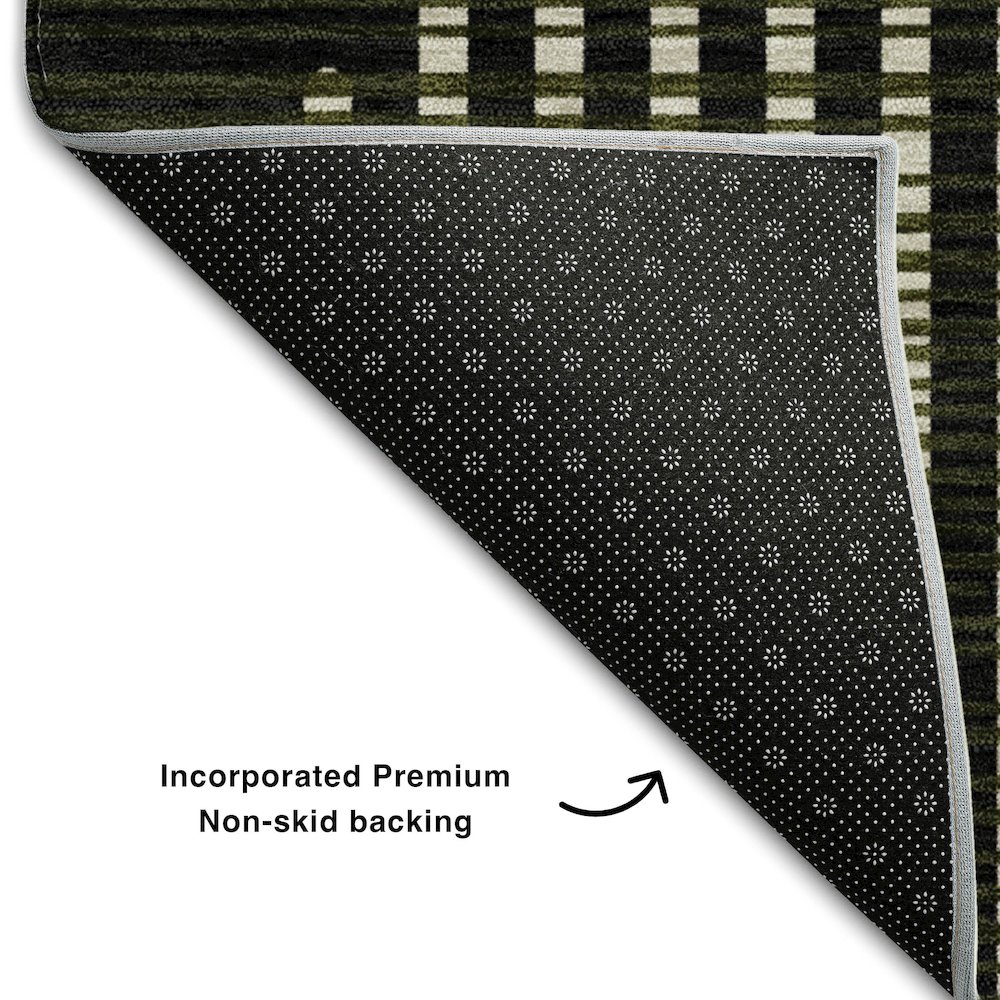 Premium Machine Washable Mayfield AMF1001 Olive 5' x 7'6" Rug. Picture 2