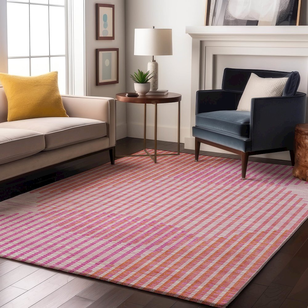 Premium Machine Washable Mayfield AMF1001 Pink 9' x 12' Rug. Picture 5
