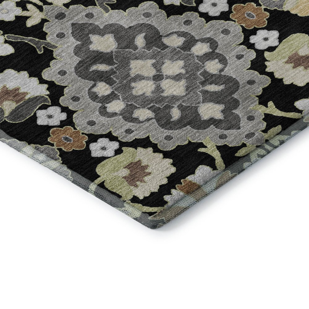 Premium Machine Washable Mayfield AMF1002 Black 5' x 7'6" Rug. Picture 3