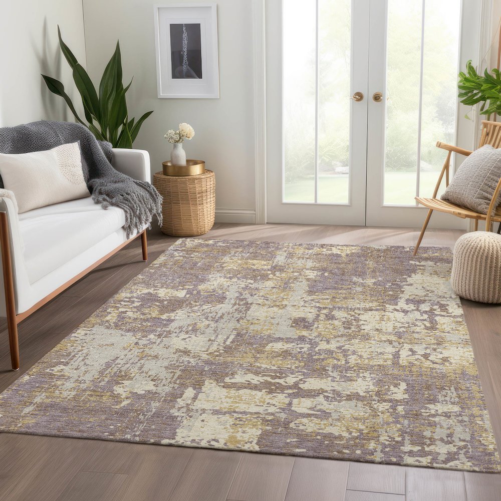 Premium Machine Washable Mayfield AMF1008 Lavender 9' x 12' Rug. Picture 6