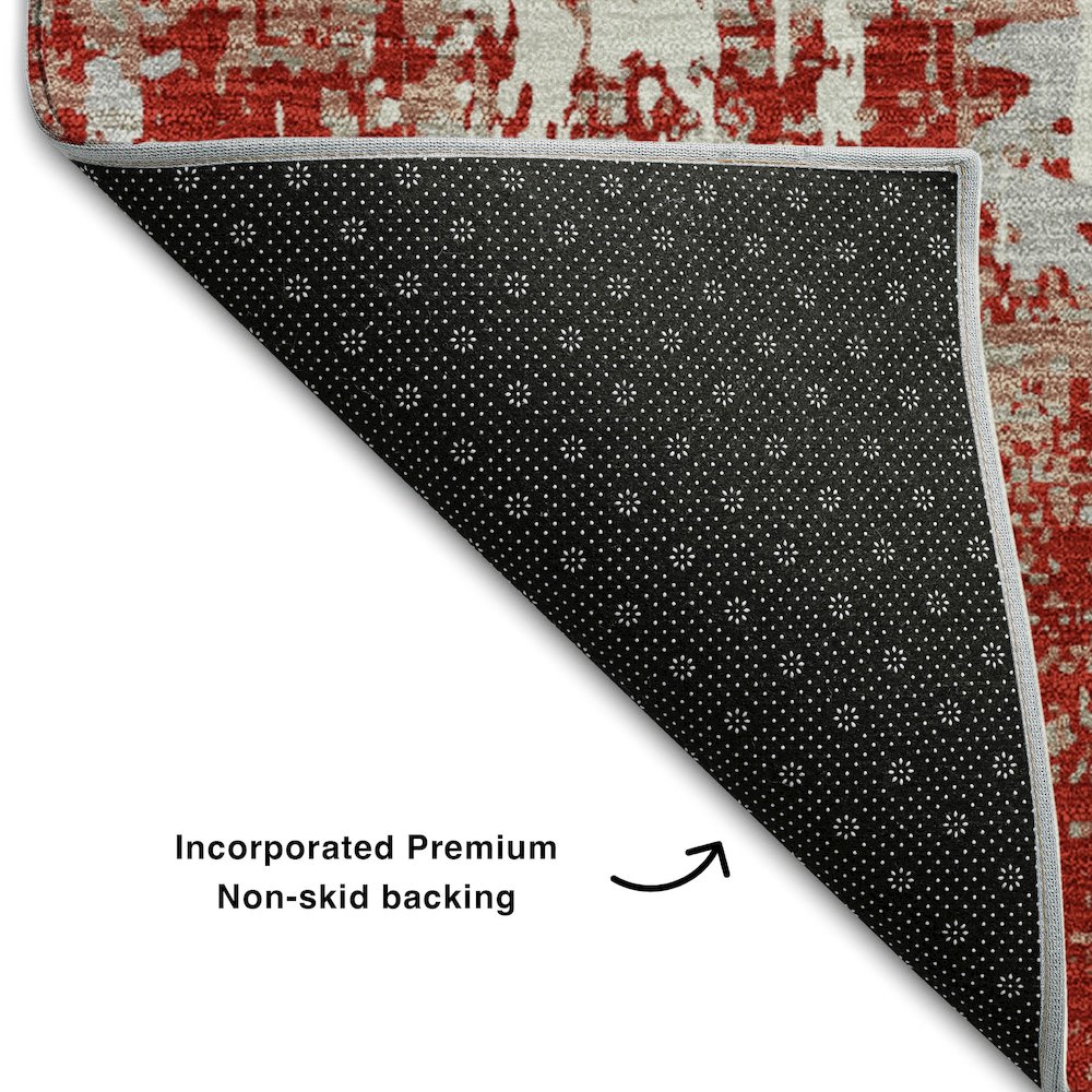Premium Machine Washable Mayfield AMF1008 Red 5' x 7'6" Rug. Picture 2