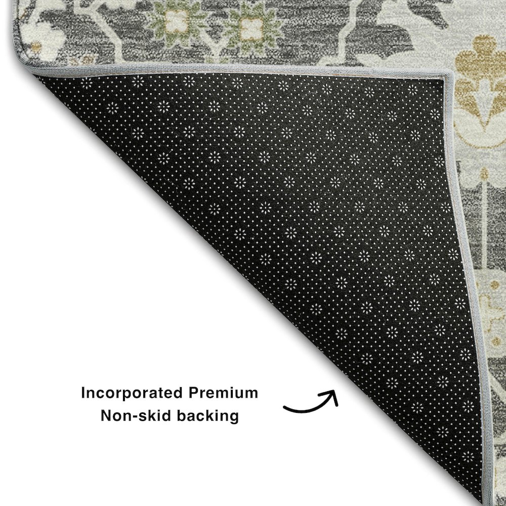 Premium Machine Washable Mayfield AMF1009 Charcoal 5' x 7'6" Rug. Picture 2