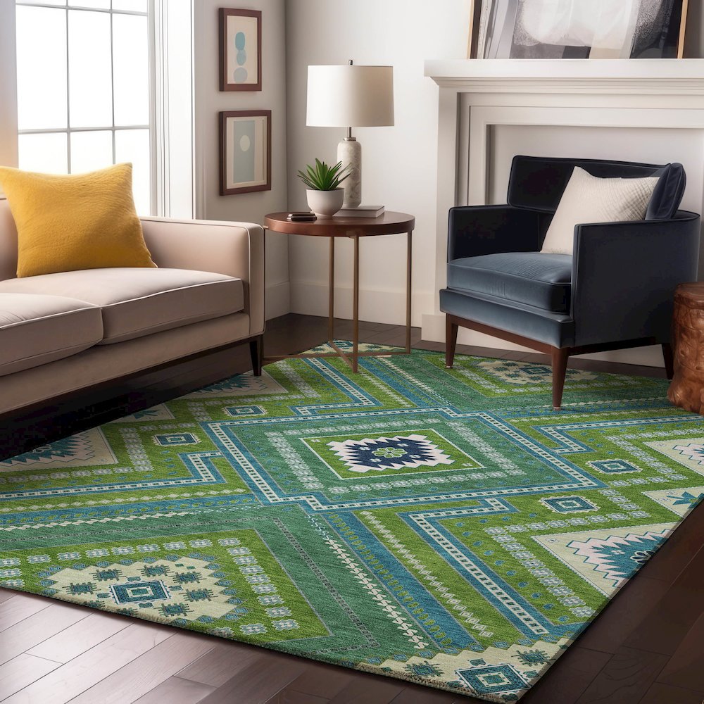 Premium Machine Washable Mayfield AMF1010 Lime 9' x 12' Rug. Picture 5