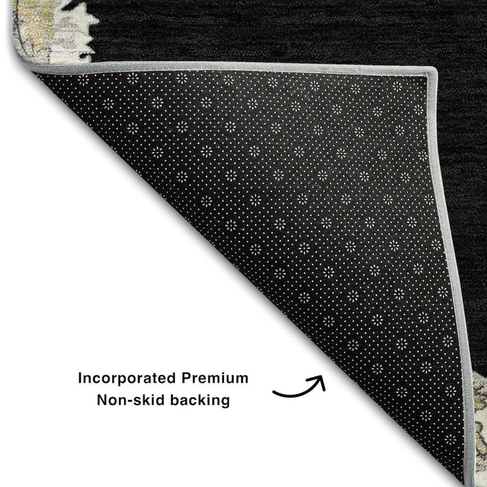 Premium Machine Washable Mayfield AMF1011 Black 5' x 7'6" Rug. Picture 2