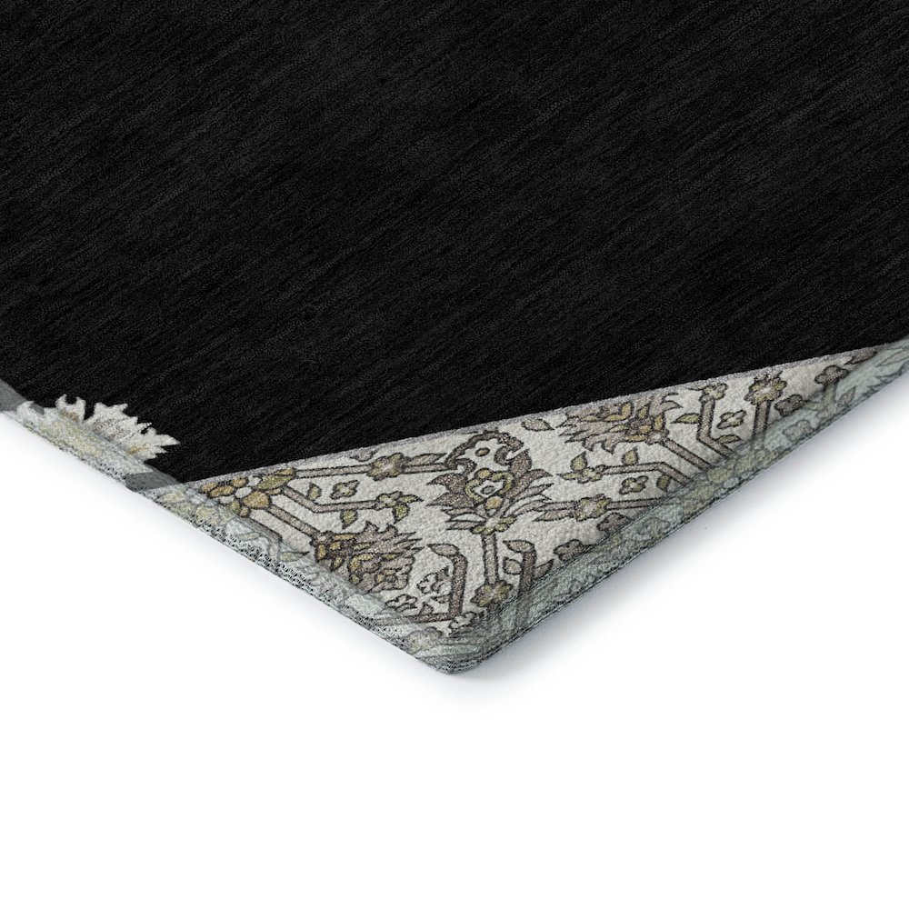 Premium Machine Washable Mayfield AMF1011 Black 5' x 7'6" Rug. Picture 3