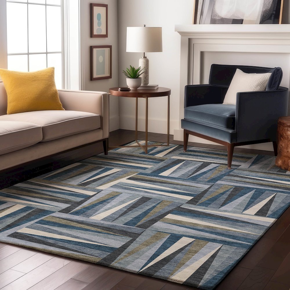 Premium Machine Washable Mayfield AMF1012 Denim 9' x 12' Rug. Picture 5