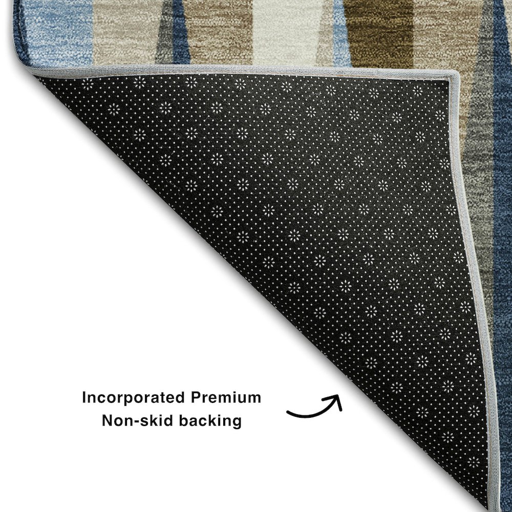 Premium Machine Washable Mayfield AMF1012 Navy 5' x 7'6" Rug. Picture 2