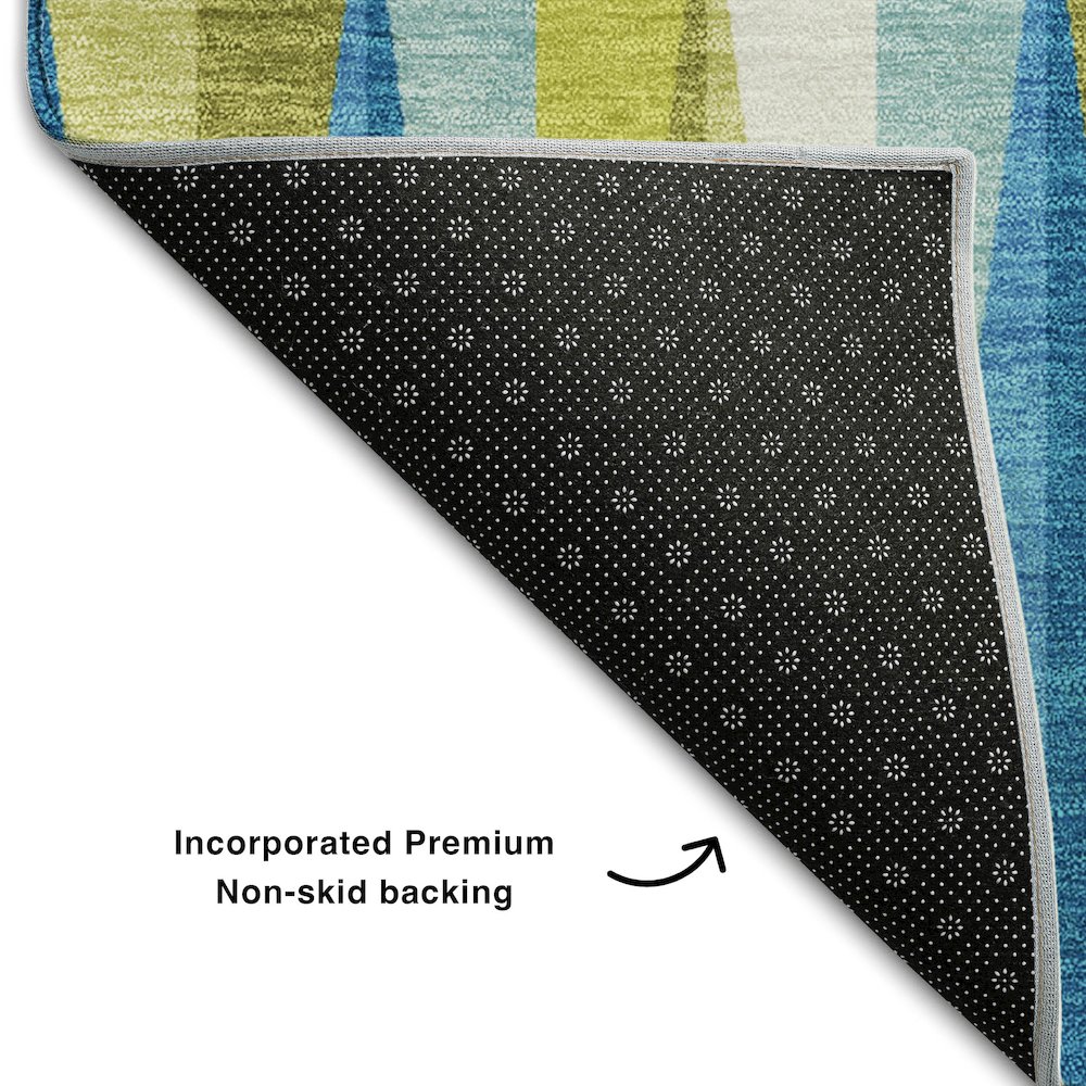 Premium Machine Washable Mayfield AMF1012 Teal 5' x 7'6" Rug. Picture 2