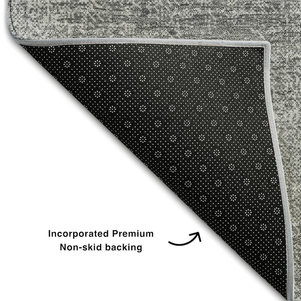 Premium Machine Washable Mayfield AMF1018 Gray 5' x 7'6" Rug. Picture 2