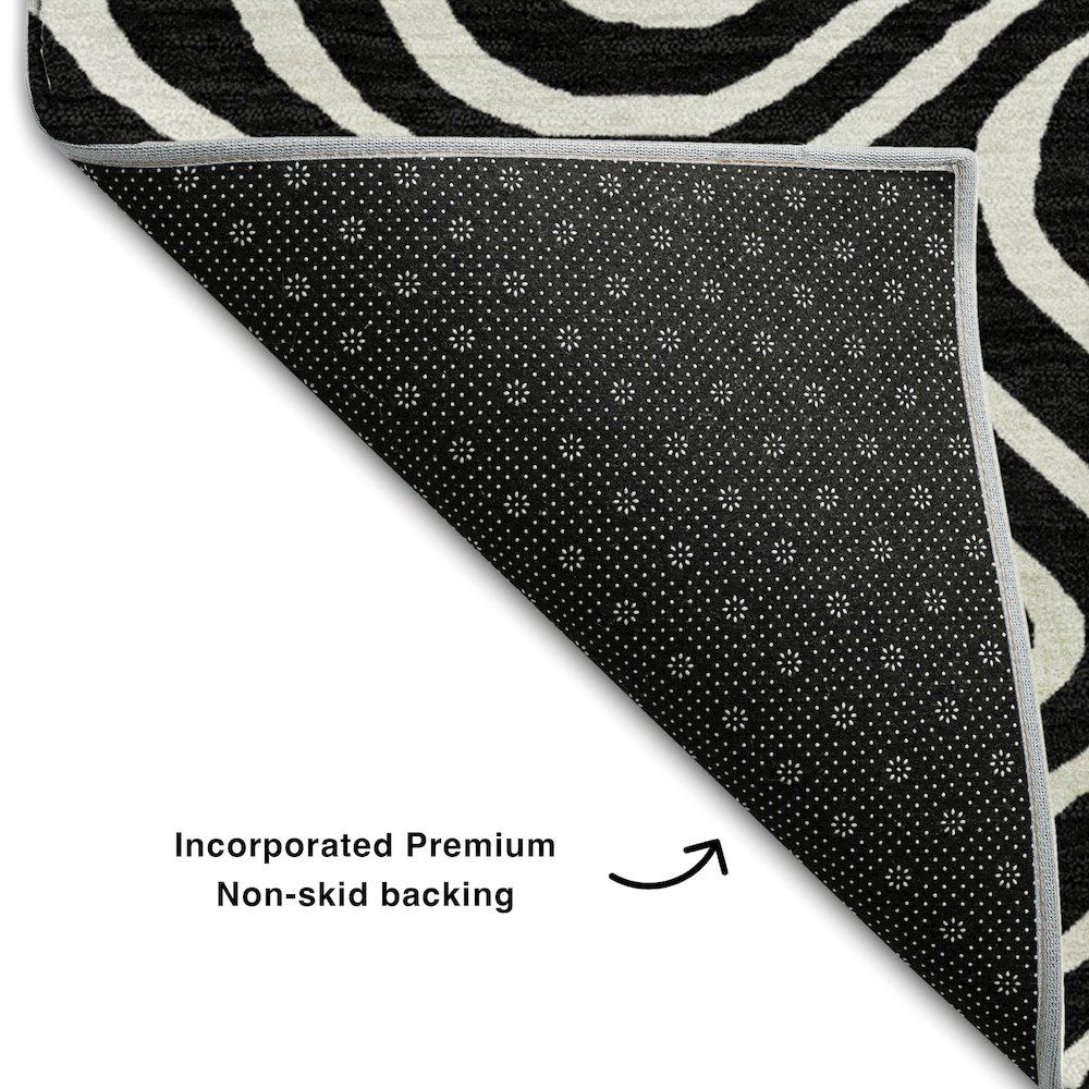Premium Machine Washable Mayfield AMF1020 Black 5' x 7'6" Rug. Picture 2