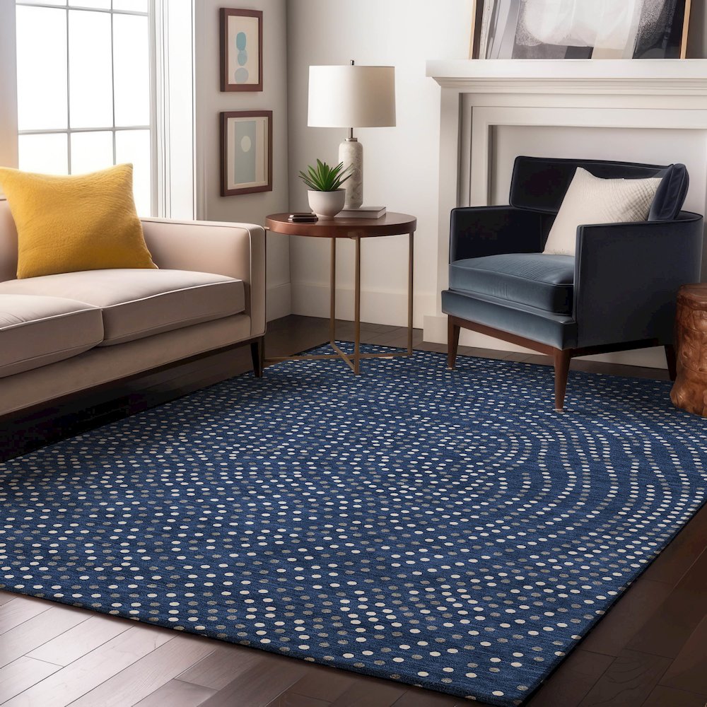 Premium Machine Washable Mayfield AMF1021 Navy 9' x 12' Rug. Picture 5