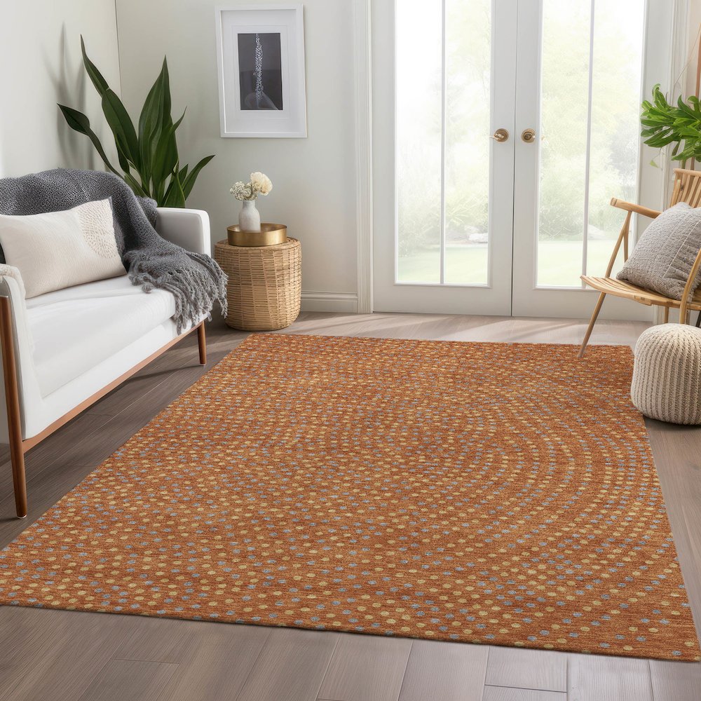 Premium Machine Washable Mayfield AMF1021 Paprika 9' x 12' Rug. Picture 6