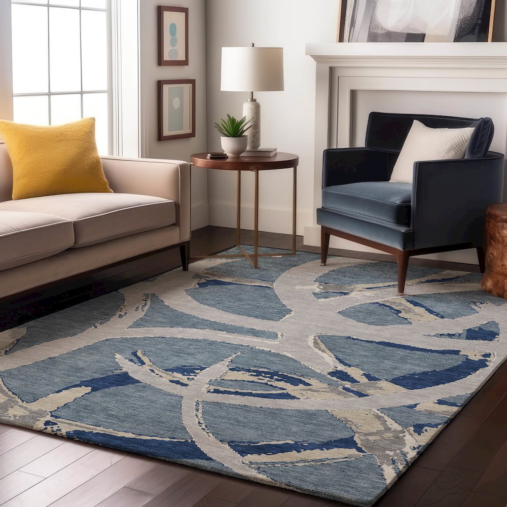 Premium Machine Washable Mayfield AMF1022 Denim 9' x 12' Rug. Picture 5