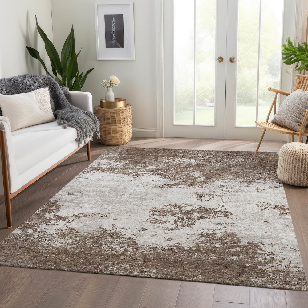 Premium Machine Washable Mayfield AMF1027 Brown 9' x 12' Rug. Picture 6