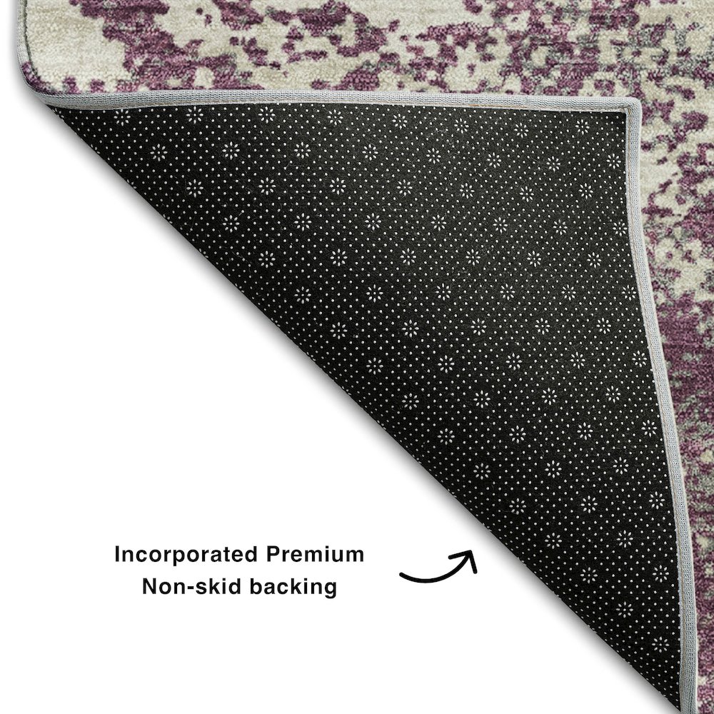 Premium Machine Washable Mayfield AMF1027 Eggplant 5' x 7'6" Rug. Picture 2