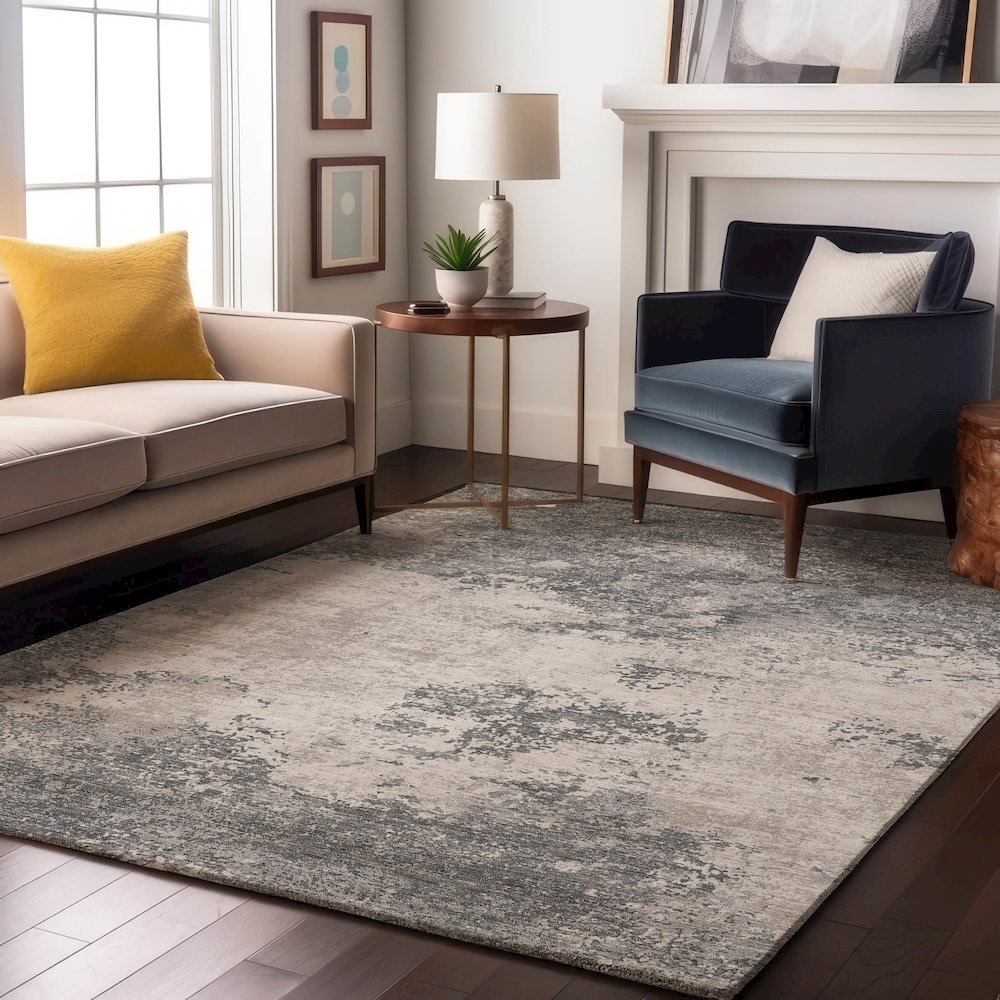 Premium Machine Washable Mayfield AMF1027 Gray 9' x 12' Rug. Picture 5