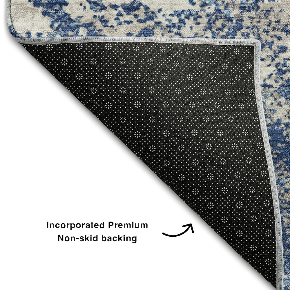Premium Machine Washable Mayfield AMF1027 Navy 5' x 7'6" Rug. Picture 2