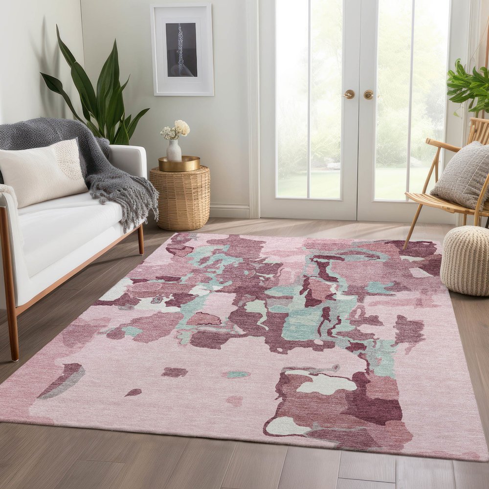 Premium Machine Washable Mayfield AMF1028 Pink 9' x 12' Rug. Picture 6