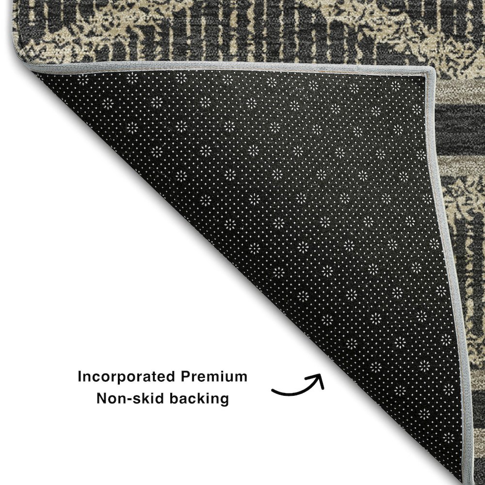 Premium Machine Washable Mayfield AMF1029 Black 5' x 7'6" Rug. Picture 2