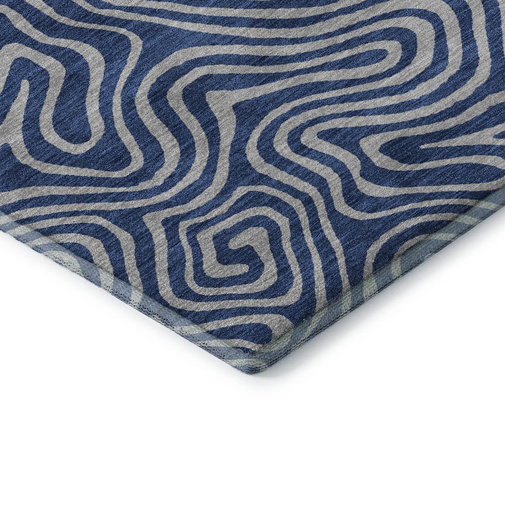 Premium Machine Washable Mayfield AMF1031 Navy 5' x 7'6" Rug. Picture 3
