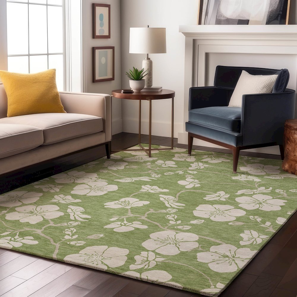 Premium Machine Washable Mayfield AMF1032 Aloe 9' x 12' Rug. Picture 5