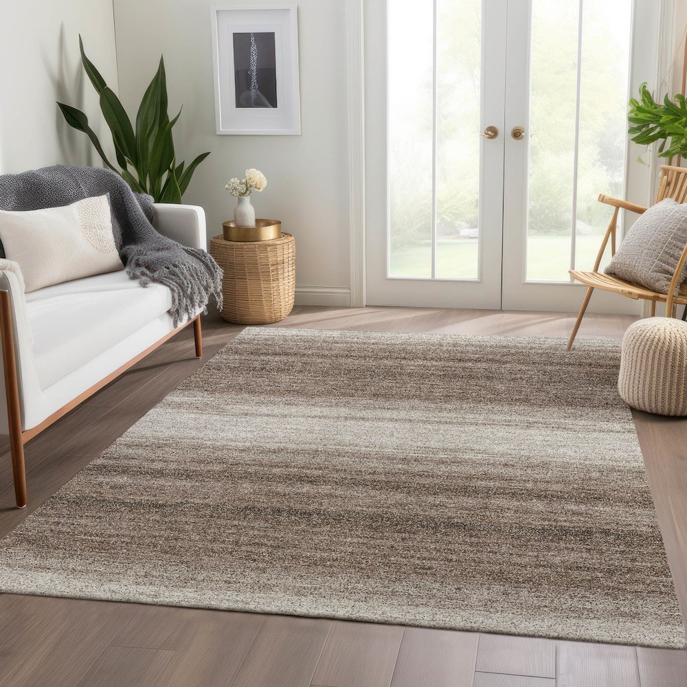 Premium Machine Washable Mayfield AMF1033 Brown 9' x 12' Rug. Picture 6