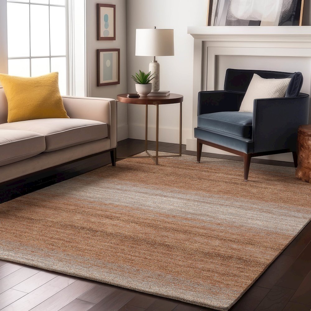 Premium Machine Washable Mayfield AMF1033 Copper 9' x 12' Rug. Picture 5