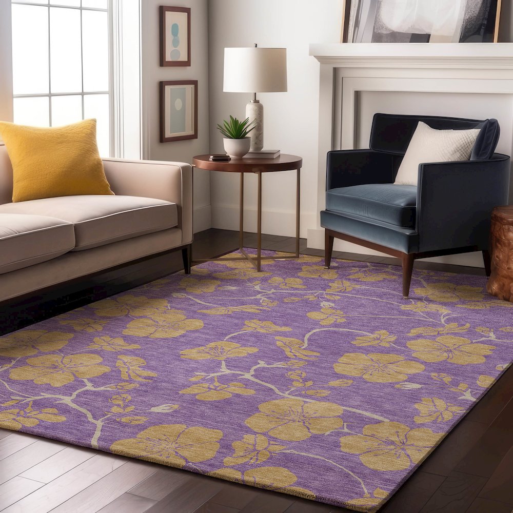 Premium Machine Washable Mayfield AMF1034 Purple 9' x 12' Rug. Picture 5