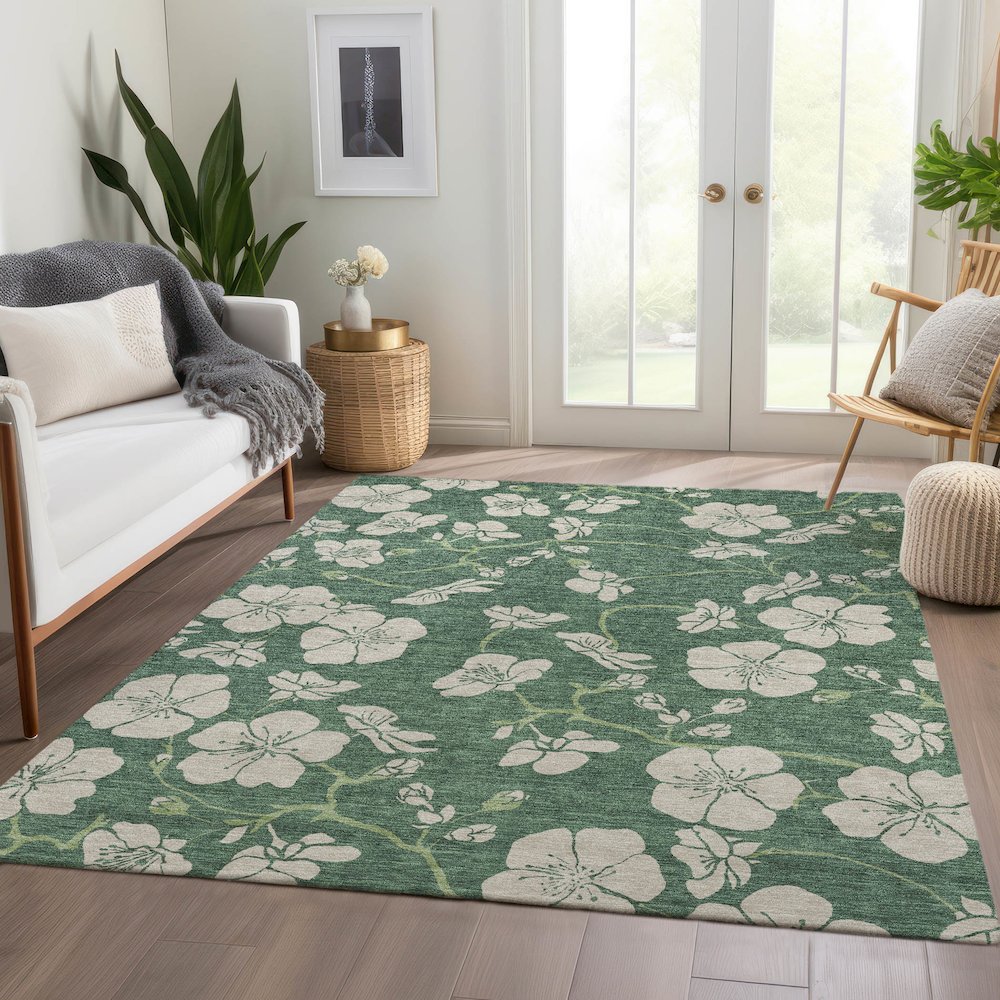 Premium Machine Washable Mayfield AMF1034 Sage 9' x 12' Rug. Picture 6