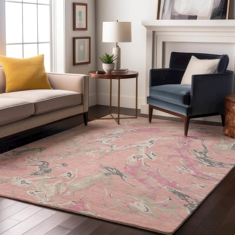 Premium Machine Washable Mayfield AMF1035 Pink 9' x 12' Rug. Picture 5