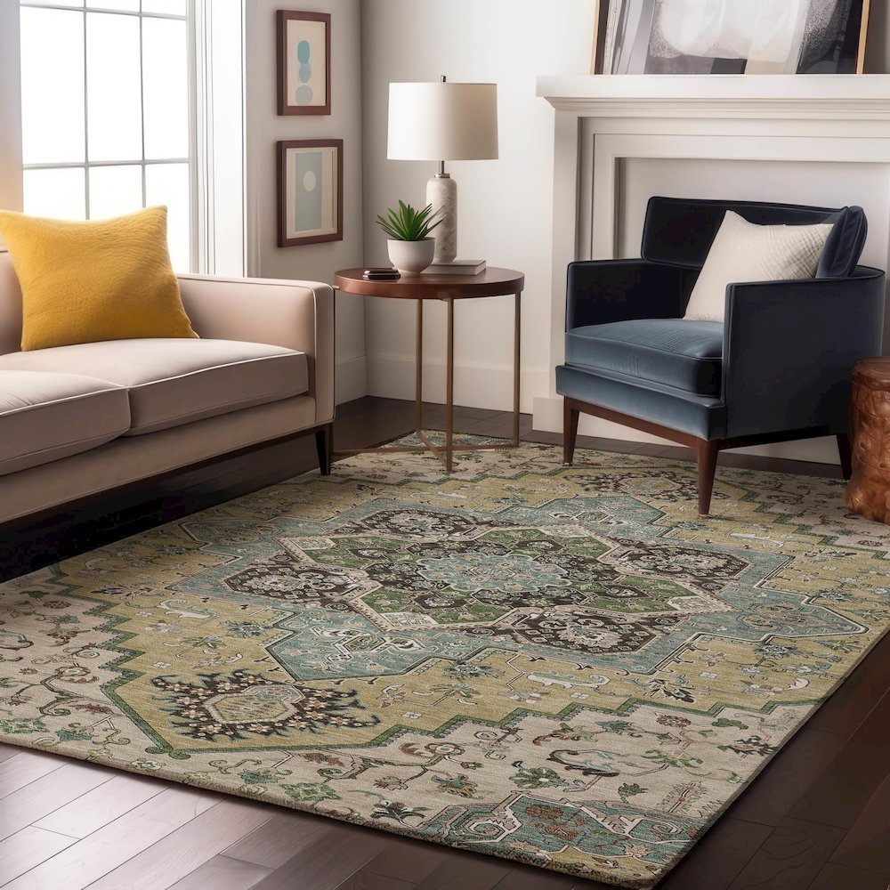Premium Machine Washable Mayfield AMF1036 Beige 9' x 12' Rug. Picture 5