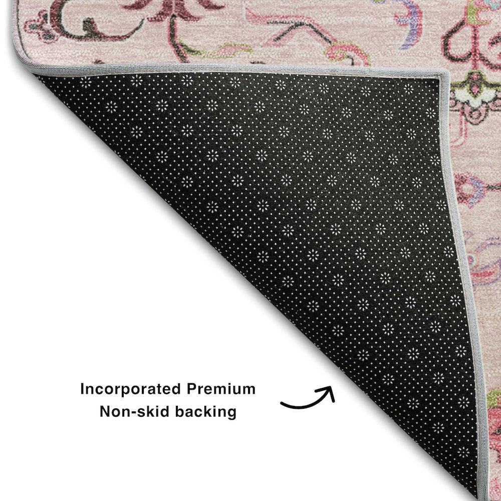 Premium Machine Washable Mayfield AMF1036 Pink 5' x 7'6" Rug. Picture 2