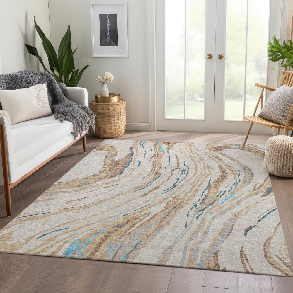 Premium Machine Washable Mayfield AMF1037 Beige 9' x 12' Rug. Picture 6