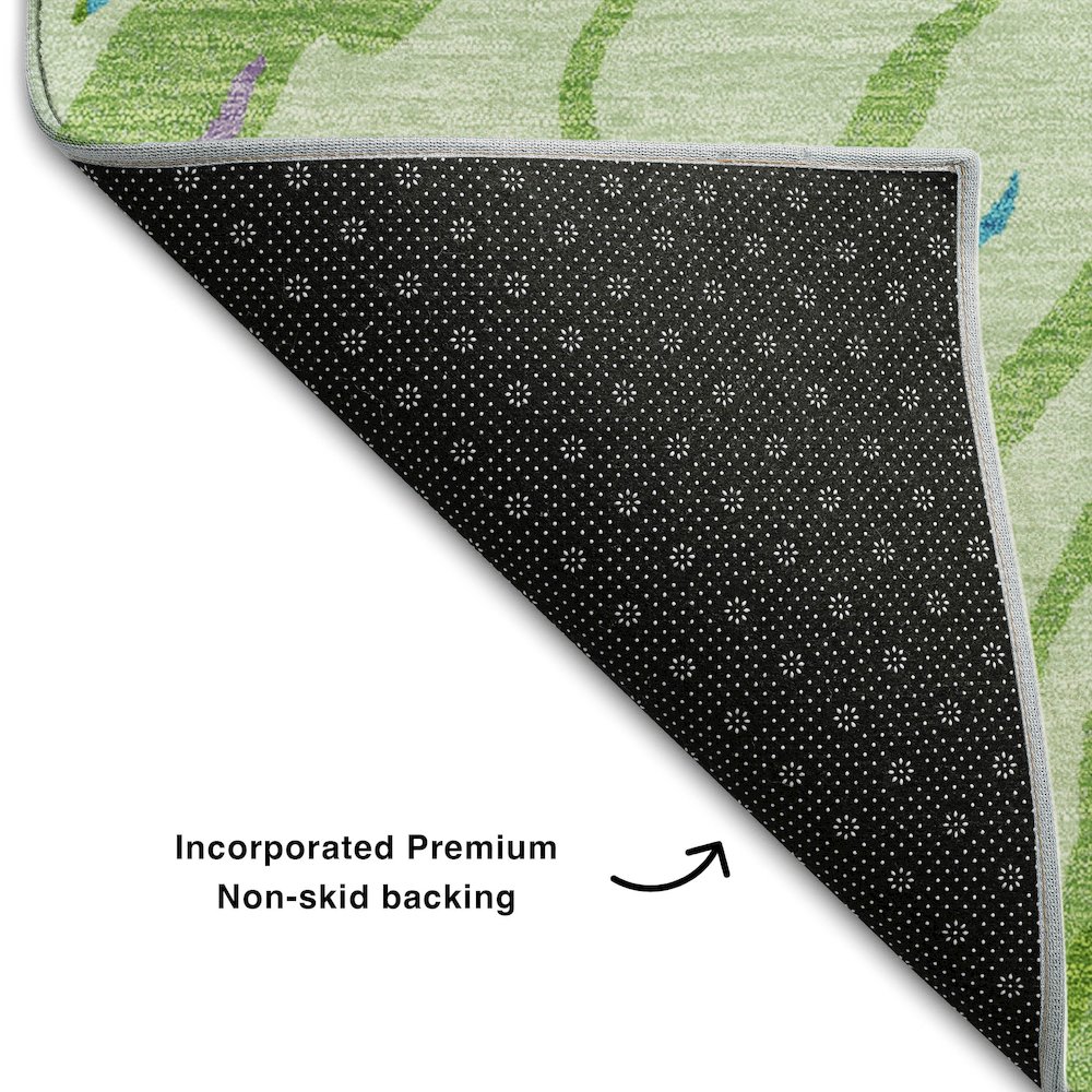 Premium Machine Washable Mayfield AMF1037 Green 5' x 7'6" Rug. Picture 2