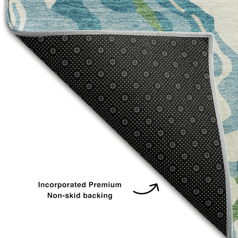 Premium Machine Washable Mayfield AMF1038 Teal 5' x 7'6" Rug. Picture 2
