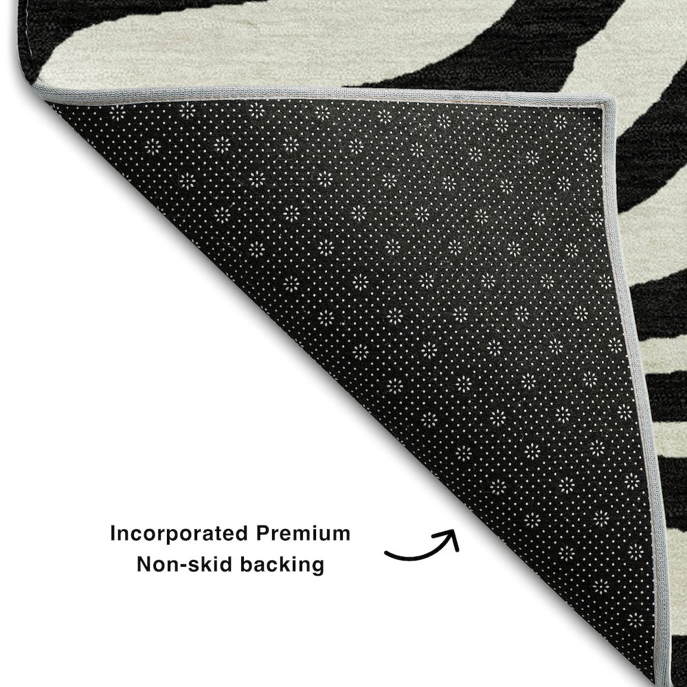 Premium Machine Washable Mayfield AMF1042 Black 5' x 7'6" Rug. Picture 2