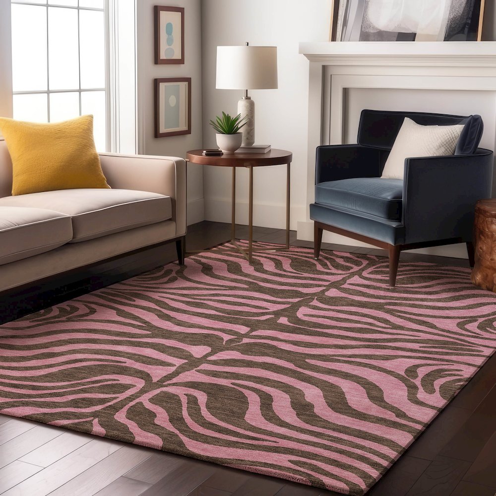 Premium Machine Washable Mayfield AMF1043 Brown 9' x 12' Rug. Picture 5