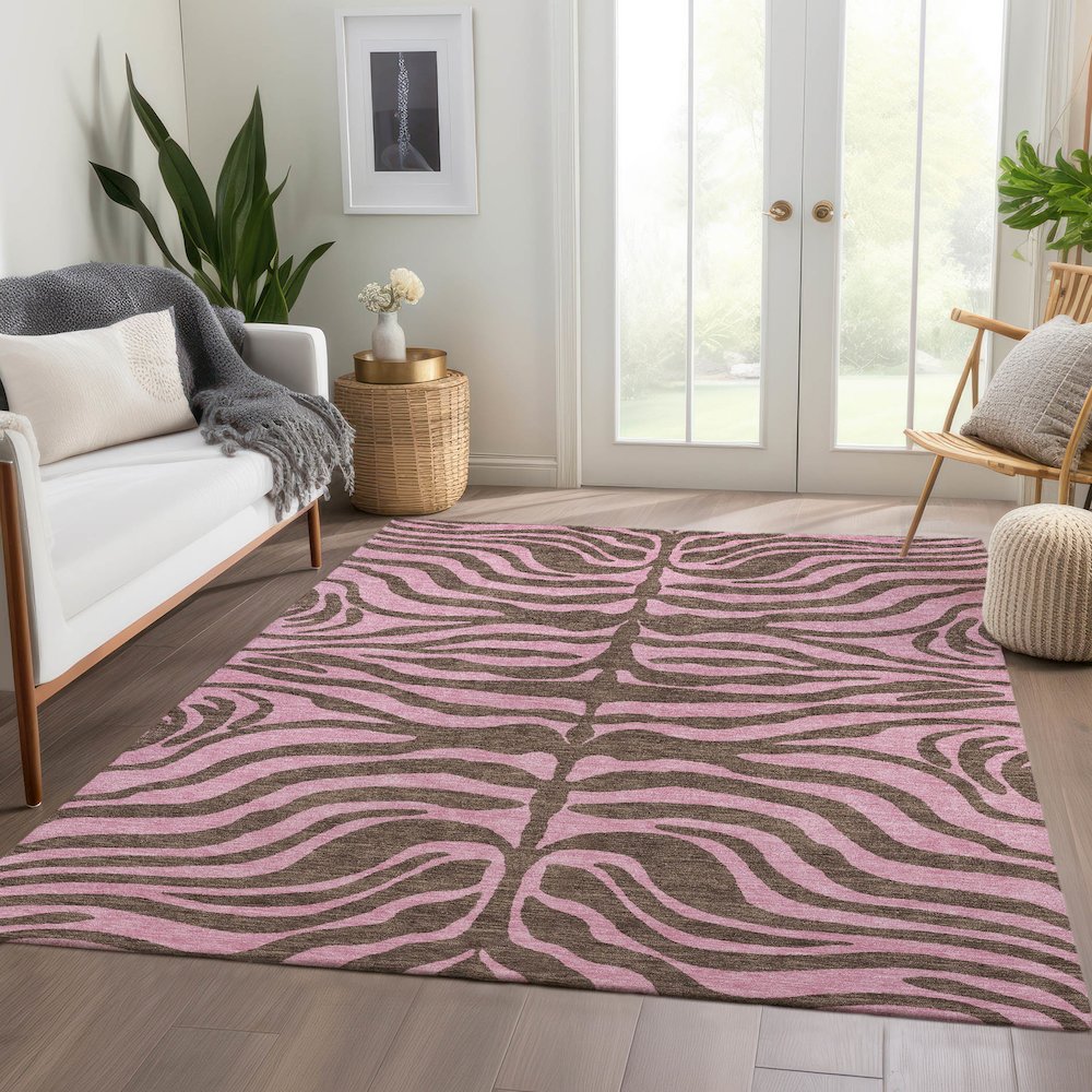 Premium Machine Washable Mayfield AMF1043 Brown 9' x 12' Rug. Picture 6