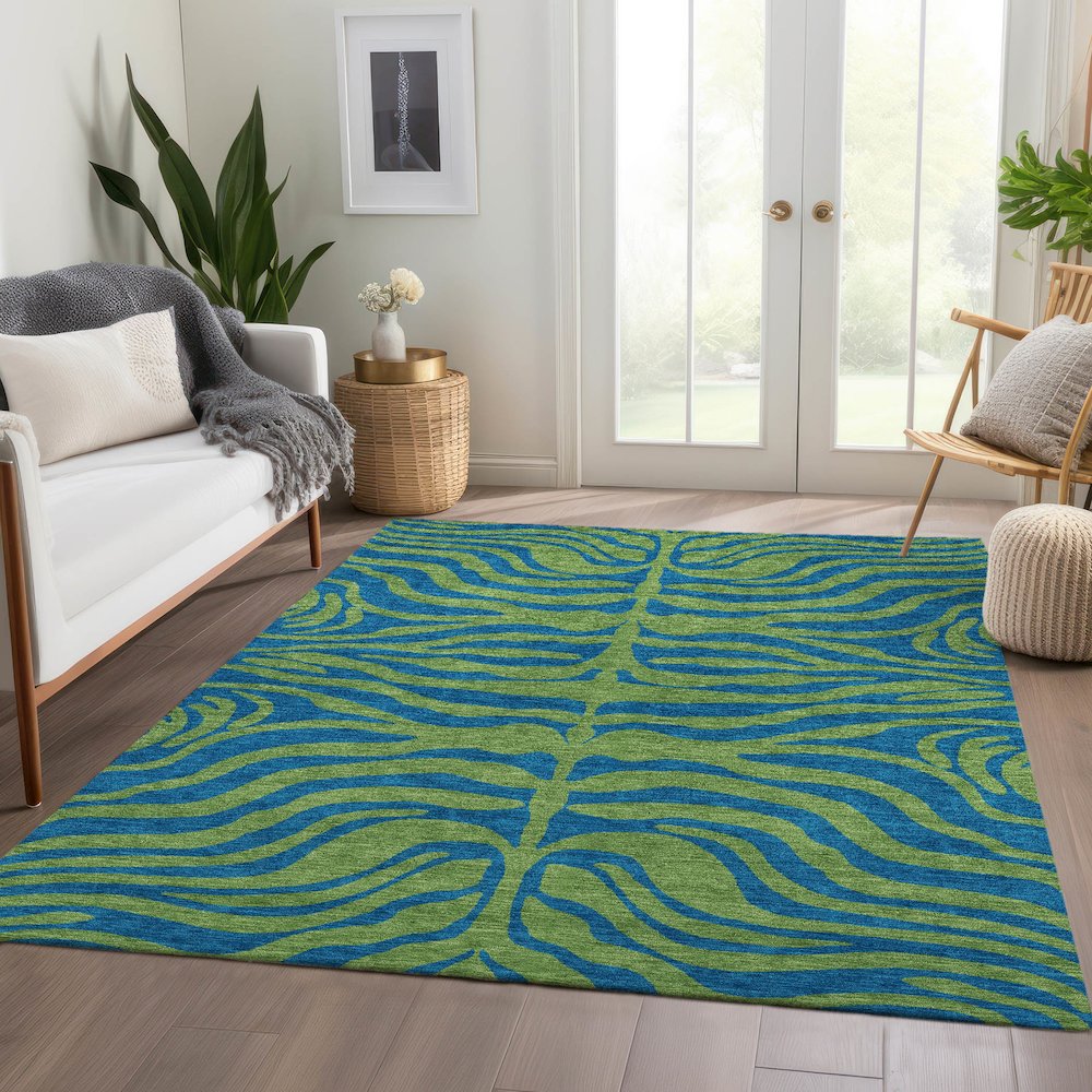 Premium Machine Washable Mayfield AMF1043 Green 9' x 12' Rug. Picture 6